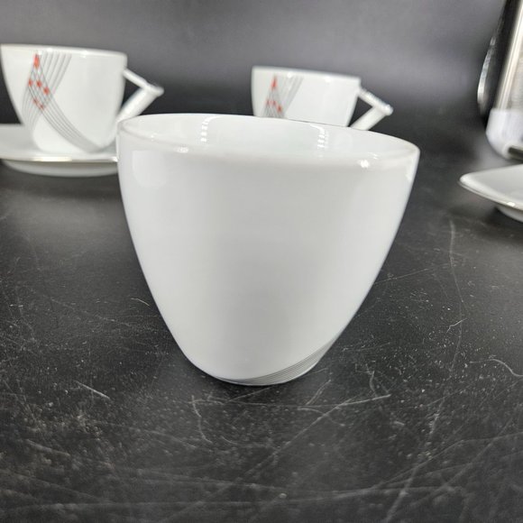 Atelier JM Lasov Delta Pyramid Czech Coffee Tea Mocha Cup Saucer Plate Set of 4 - Picture 6 of 12